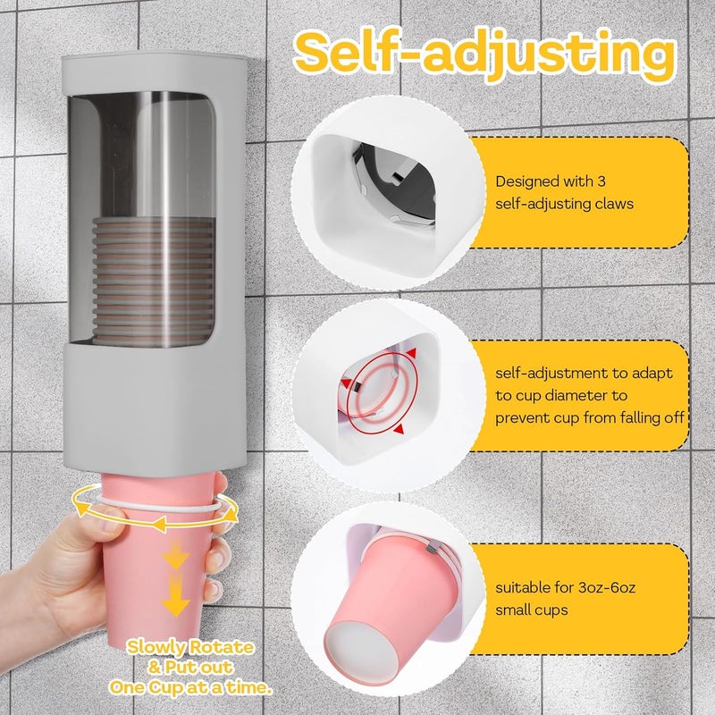 Molain Cup Dispenser Wall Mounted, Bathroom Cup Holder for 3oz-5oz Disposable Paper and Plastic Cups, Water Cooler Cups Dispenser with Adhesive Plate, Ideal for Home, Office, Gym, and More(Black) - Image 4
